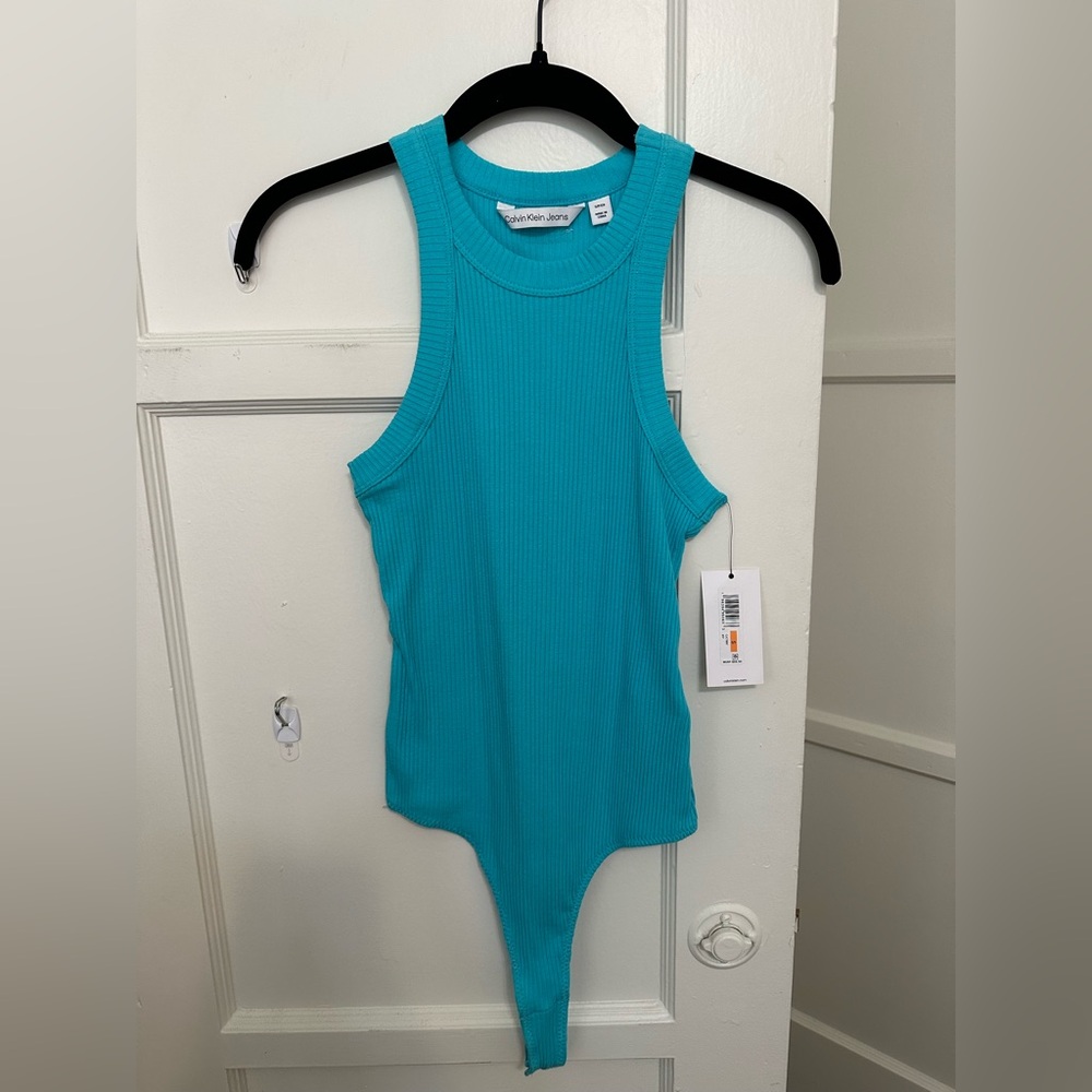 Calvin Klein Turquoise Ribbed Bodysuit